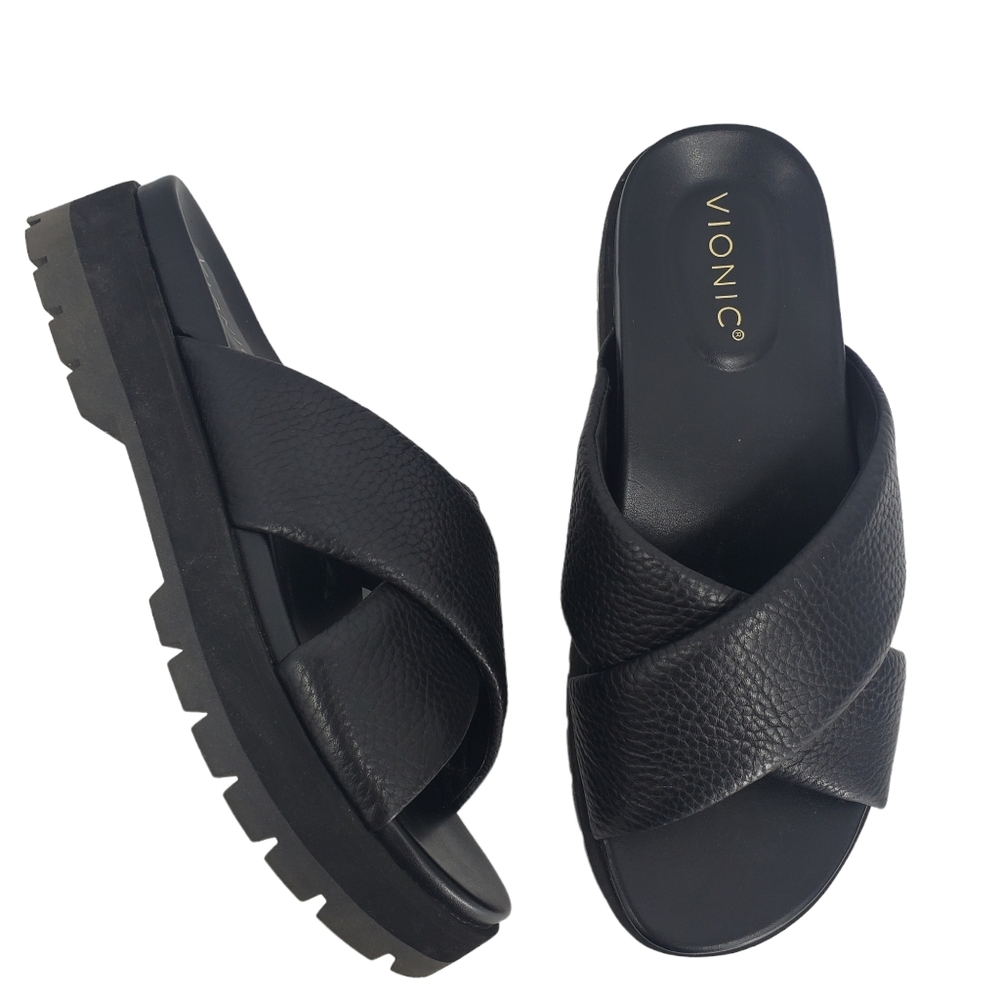 Vionic Black Slide Sandals